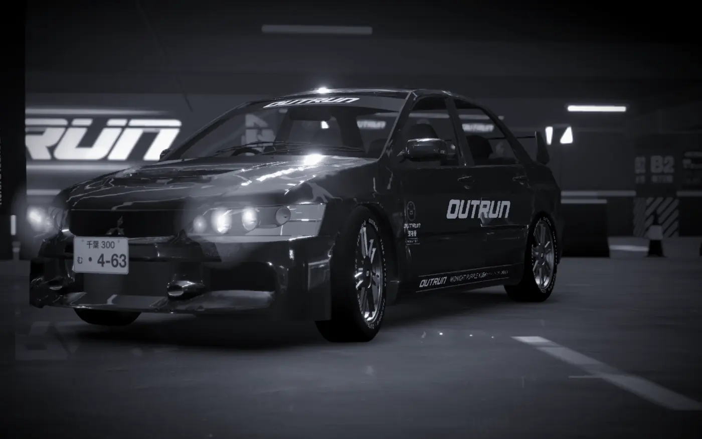 Mitsubishi Lancer Evolution IX, in the OUTRUN garage
